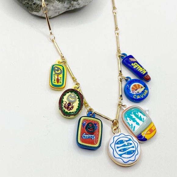 NEW Ceramic Sardine Charm Layering Necklace - Picture 6 of 8